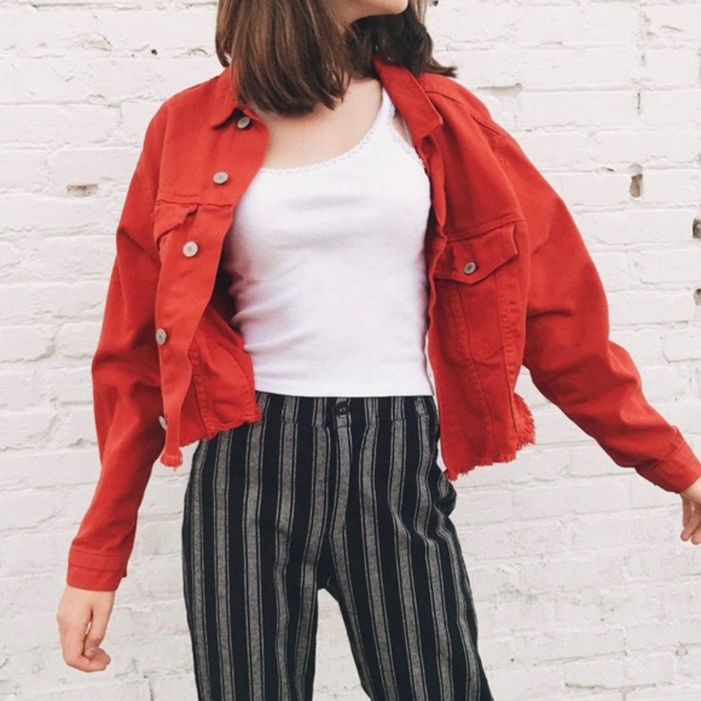 brandy melville betsy red denim jacket